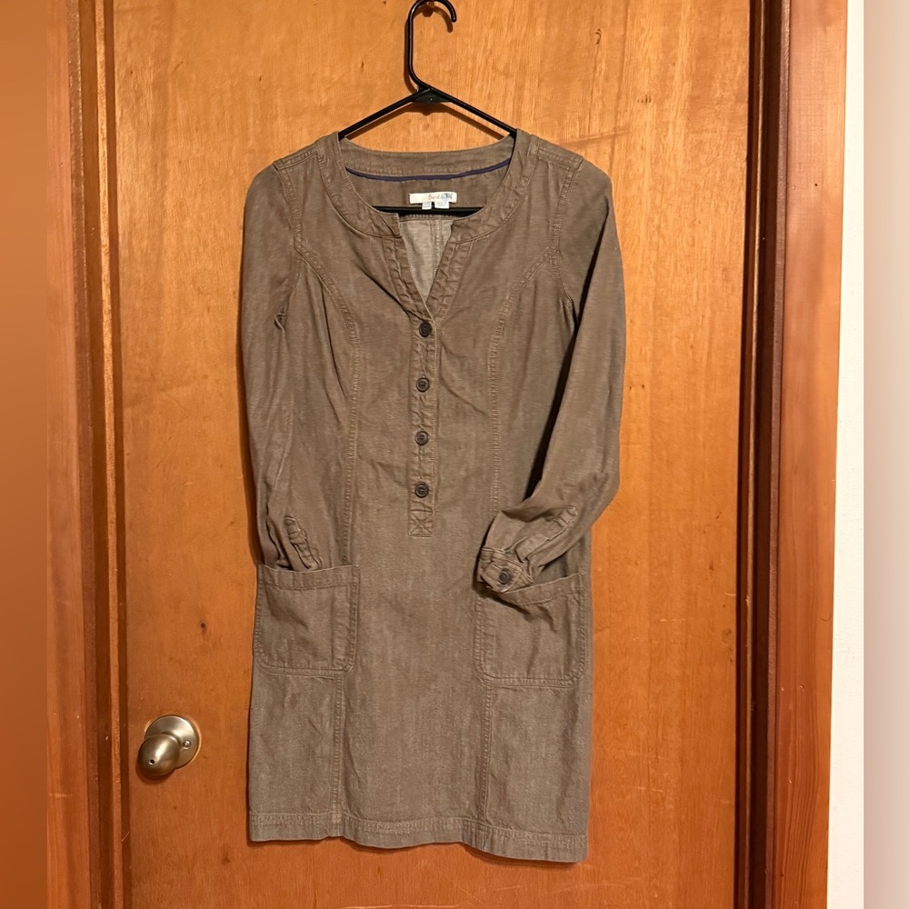 Boden Shift Shirt Dress With Pockets 100% Cotton Denim
